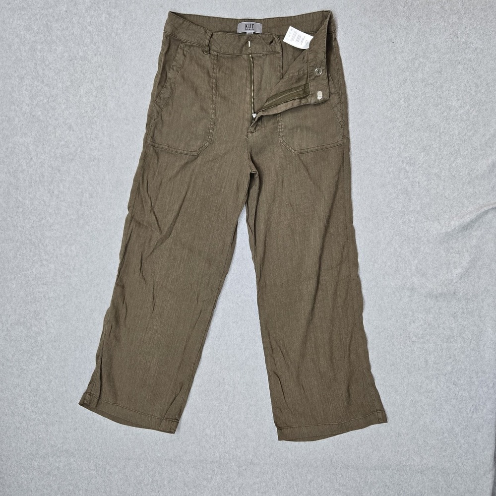 KUT From The Kloth Women Pants 4 Brown Linen Coastal Beach Cropped 24" Inseam